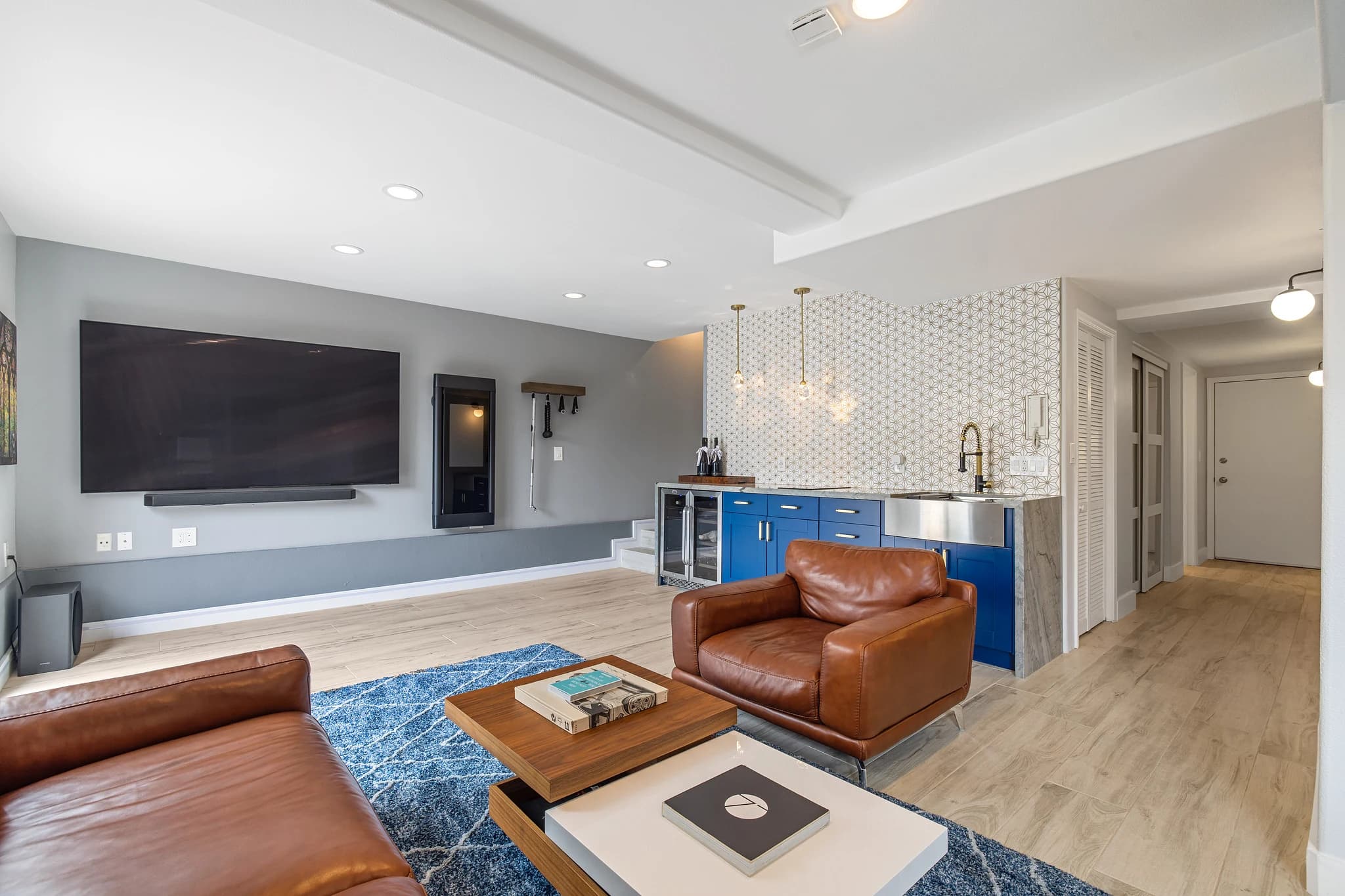 Another view of the family room and blue wet bar at 688 25th Avenue