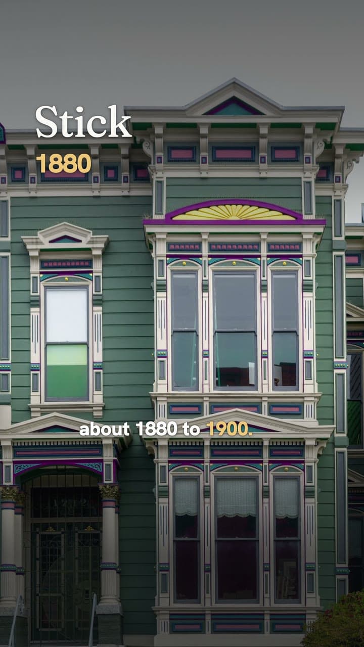 Video frame: a Stick-style Victorian with a square bay and the years 1880 to 1900