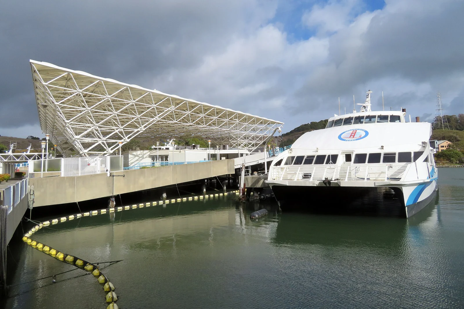 The ferry Del Norte beside the terminal at Larkspur Landing.